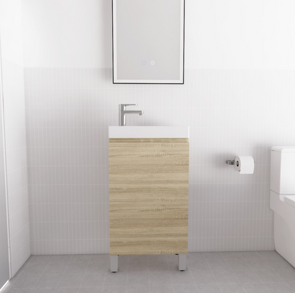Mini Light Oak Freestanding Vanity with Ceramic Top