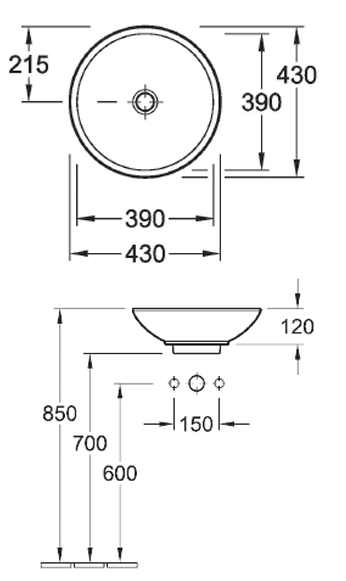 Loop 430 Round Vessel Basin No Tap Hole