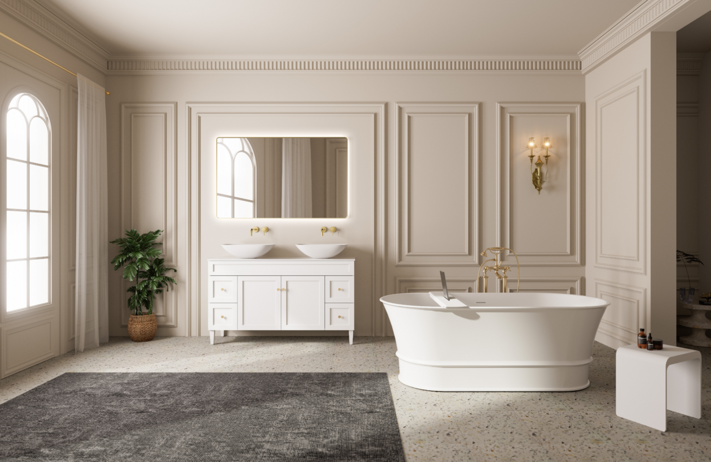 Harold Solid Surface Stone Bath 1700mm LK-HSB1700MW