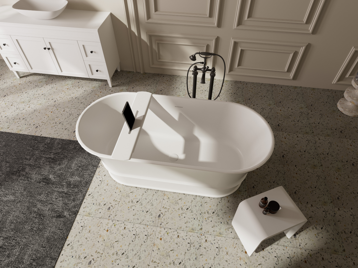 Harold Solid Surface Stone Bath 1700mm LK-HSB1700MW