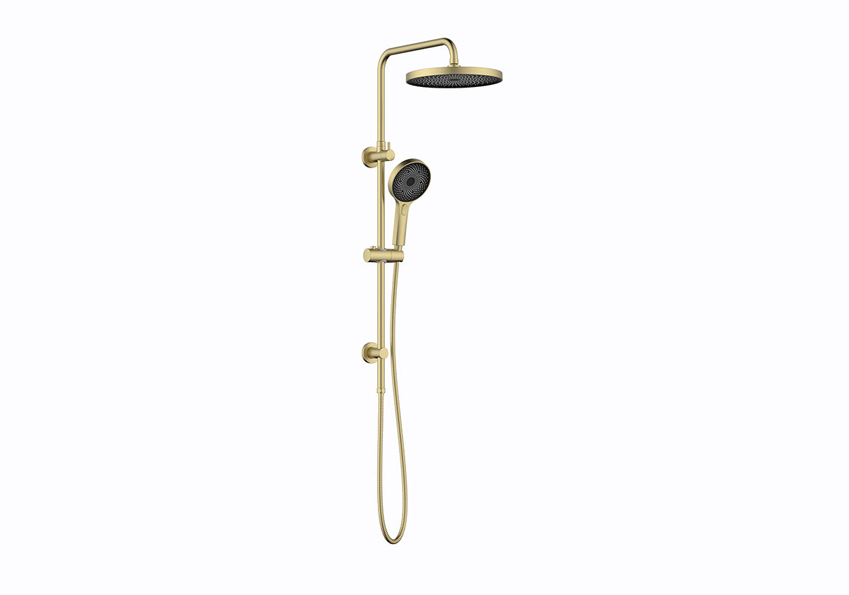 The Gabe Twin Shower With Rail - Brushed Gold