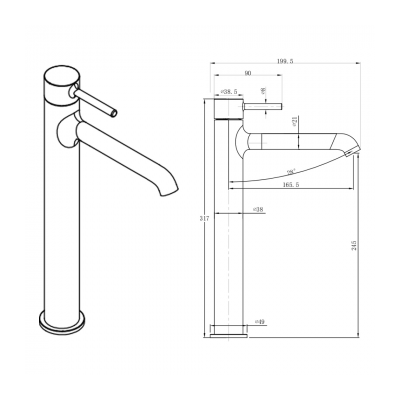 Vita Vessel Basin Mixer Brushed Gold