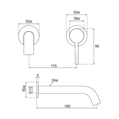 Vita 25 Wall Mounted Basin Trim