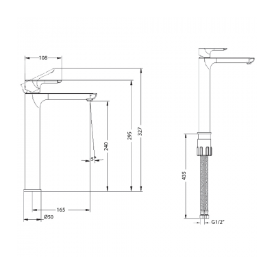 O.Novo Style Vessel Basin Mixer | Brushed Nickel