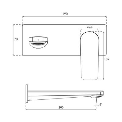 O.Novo Style Rectangular Wall Mounted Basin Trim Gun Metal