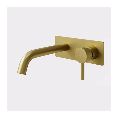 Vita 35 Rectangular Wall Mounted Basin/Bath Mixer Trim Brushed Gold