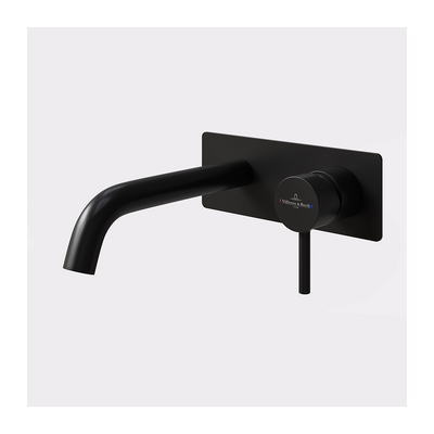 Vita 35 Rectangular Wall Mounted Basin/Bath Mixer Trim Matte Black