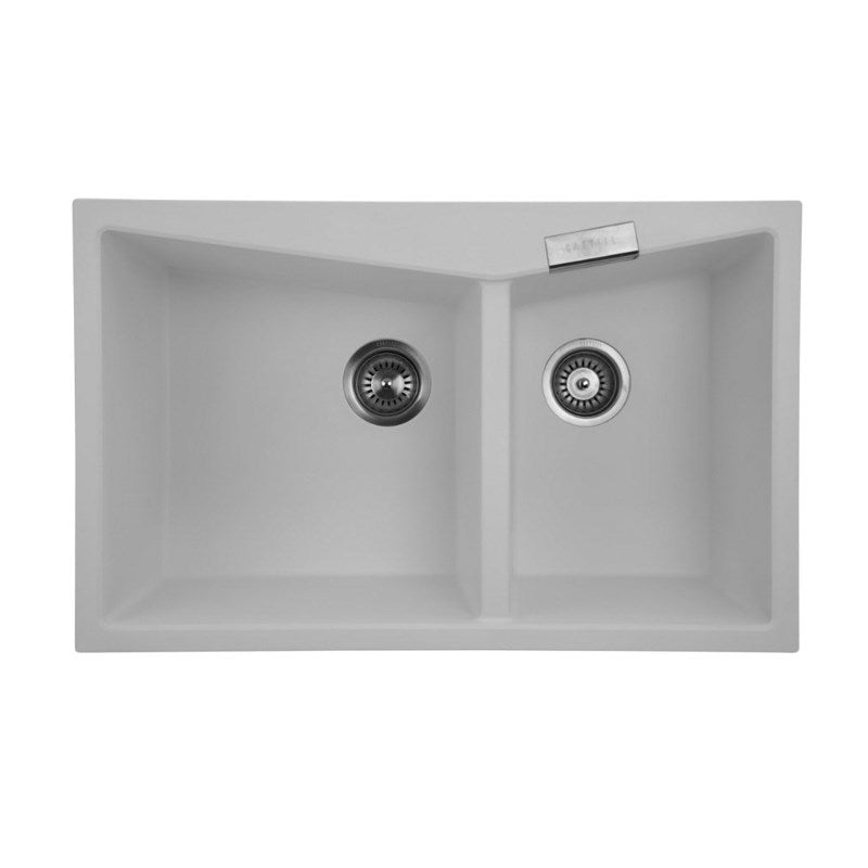 800x500mm White Carysil Granite Double Bowl Kitchen Sink