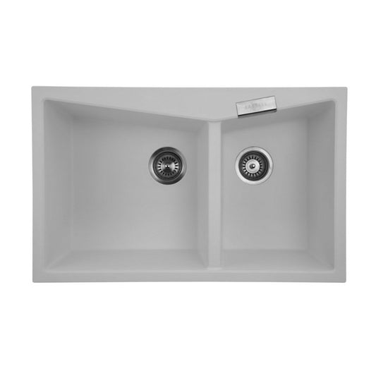 800x500mm White Carysil Granite Double Bowl Kitchen Sink