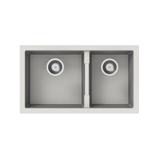 White Carysil Maples 6040U Granite Double Bowl Stone Kitchen Sink 786*446*200mm(Undermount only)
