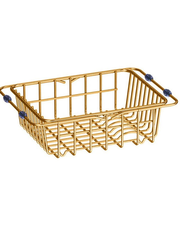 Flexible Stainless Steel Brushed Brass PVD Coating Sink Basket/Dish Rack