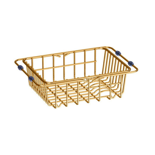 Flexible Stainless Steel Brushed Brass PVD Coating Sink Basket/Dish Rack