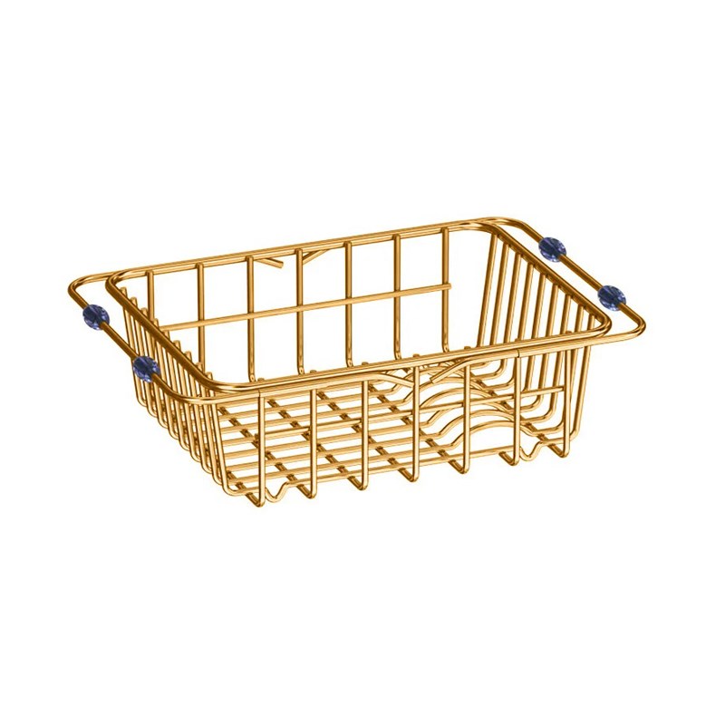 Flexible Stainless Steel Brushed Brass PVD Coating Sink Basket/Dish Rack