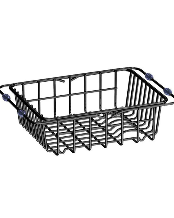 Flexible Stainless Steel Brushed Gun Metal Grey PVD Coating Sink Basket/Dish Rack