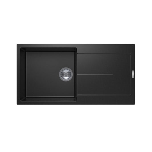 1000x500mm Black Carysil Granite Single Bowl Kitchen Sink