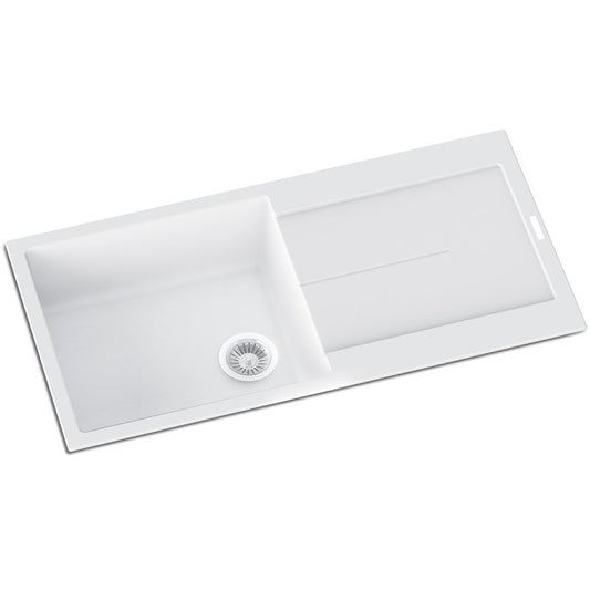 1000x500mm White Carysil Granite Single Bowl Kitchen Sink
