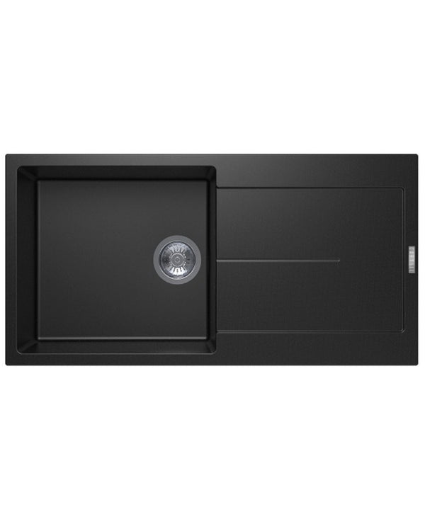 1000x500mm Black Carysil Granite Single Bowl Kitchen Sink