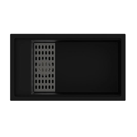 Black Carysil Harmony SD780 Granite Single Bowl Stone Kitchen Sink 780*460*250mm(with Bottom Grid & Colander)