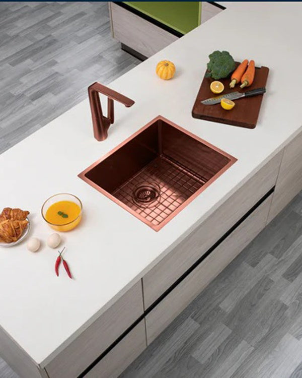 500x440x230mm Copper Stainless Steel PVD Single Bowl Kitchen Sink