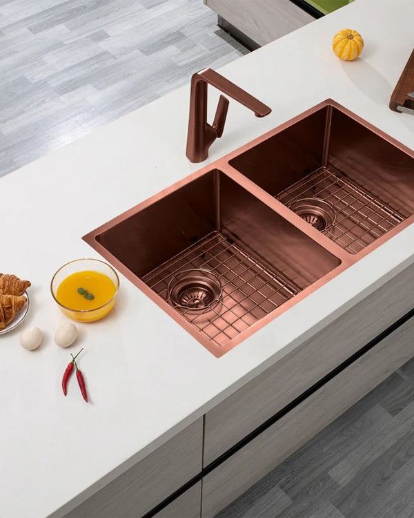 770x450x215mm Copper Stainless Steel PVD Double Bowl Kitche Sink