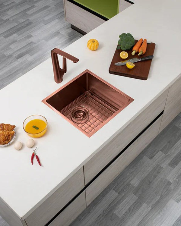 440x440x205mm Copper Stainless Steel PVD Single Bowl Kitchen Sink