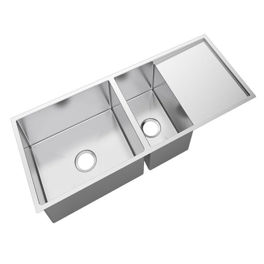 1160x460x230mm Chrome Stainless Steel 1 & 1/2 Bowl Kitchen Sink