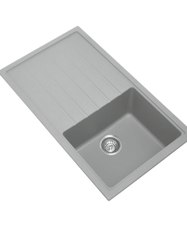 860x500mm Concrete Grey Carysil Granite Single Bowl Kitchen Sink