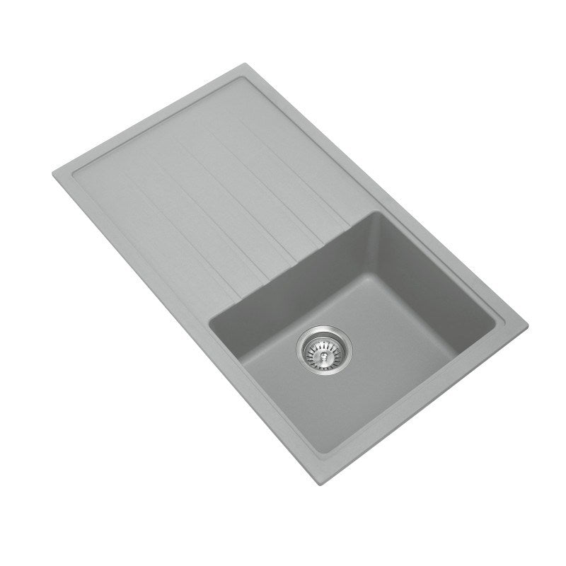 860x500mm Concrete Grey Carysil Granite Single Bowl Kitchen Sink