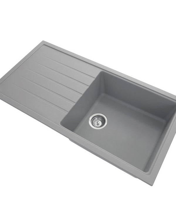 1000x500mm Concrete Grey Carysil Granite Single Bowl Kitchen Sink