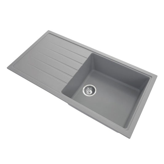 1000x500mm Concrete Grey Carysil Granite Single Bowl Kitchen Sink
