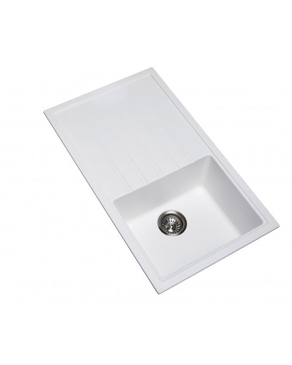 1000x500mm White Carysil Granite Single Bowl Kitchen Sink