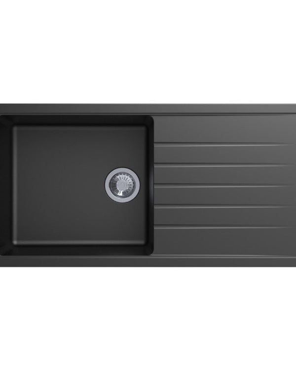 1000x500mm Black Carysil Granite Single Bowl Kitchen Sink