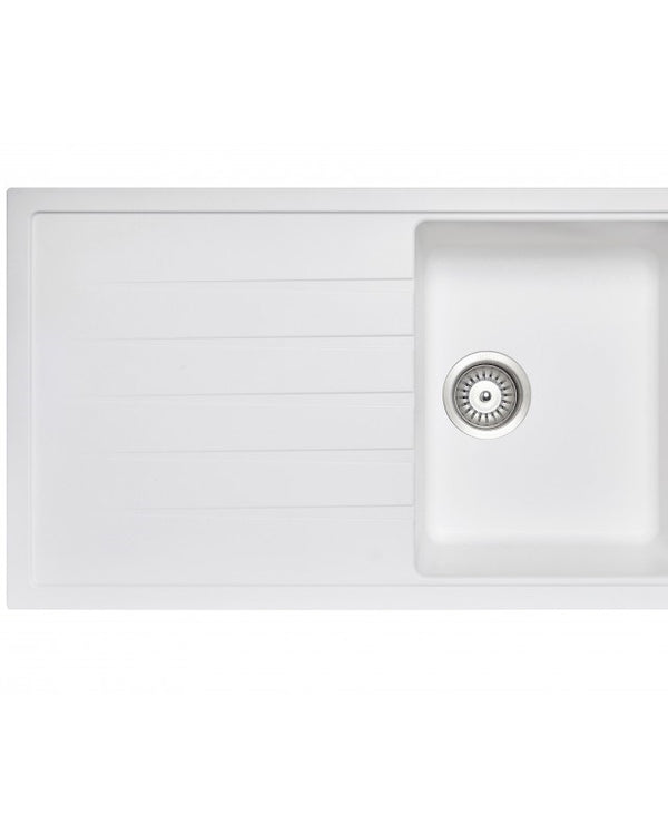 860x500mm White Carysil Granite Single Bowl Kitchen Sink