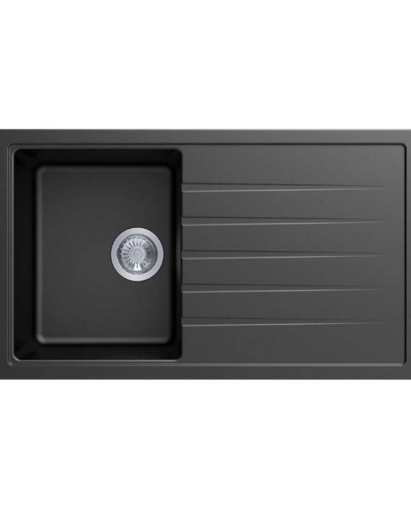 860x500mm Black Carysil Granite Single Bowl Kitchen Sink