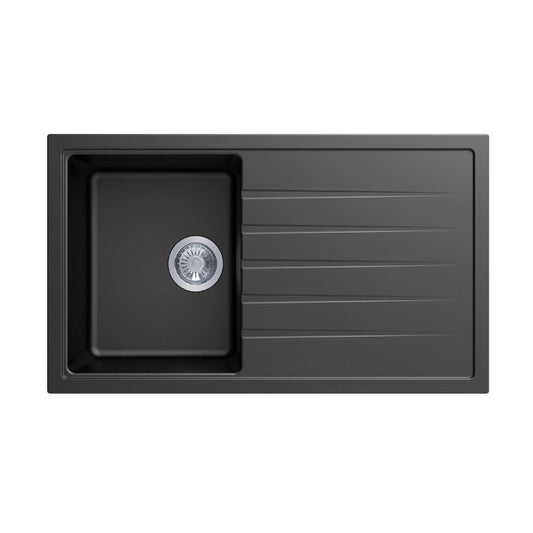 860x500mm Black Carysil Granite Single Bowl Kitchen Sink