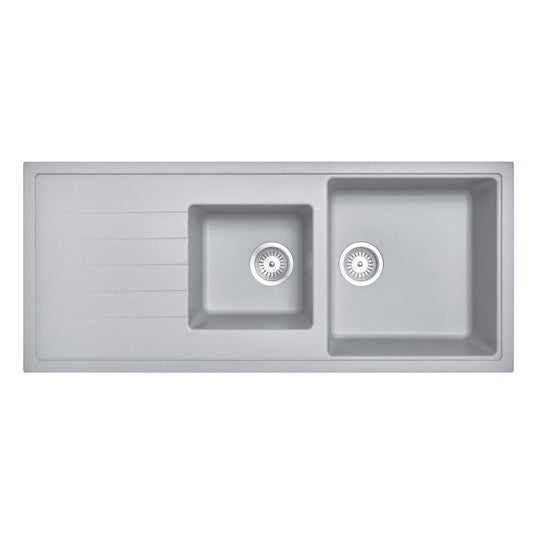 1160x500mm Concrete Grey Carysil Granite 1 & 1/2 Bowl Kitchen Sink