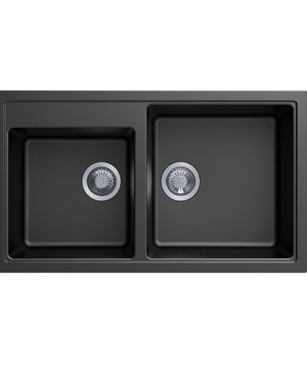 860x500x200mm Black Carysil Granite 1 & 3/4 Bowl Kitchen Sink