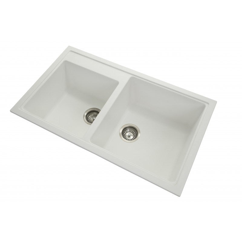 860x500x200mm White Carysil Granite 1 & 3/4 Bowl Kitchen Sink