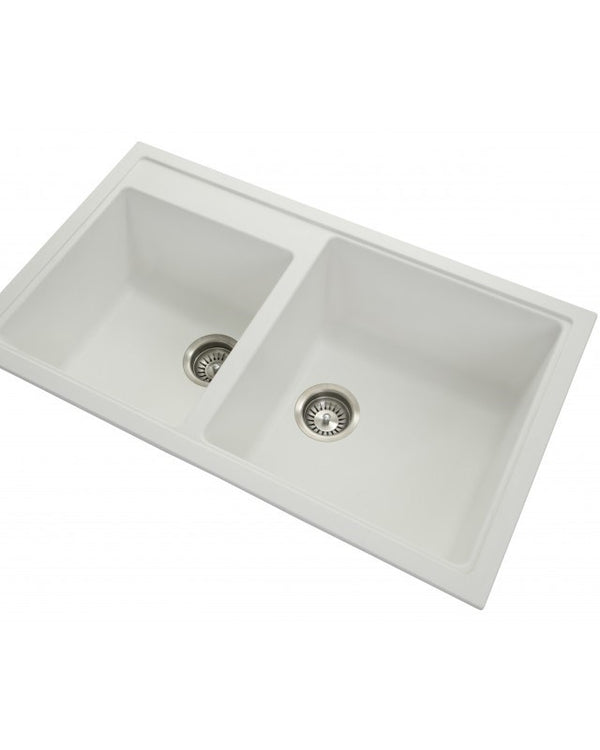 860x500x200mm White Carysil Granite 1 & 3/4 Bowl Kitchen Sink