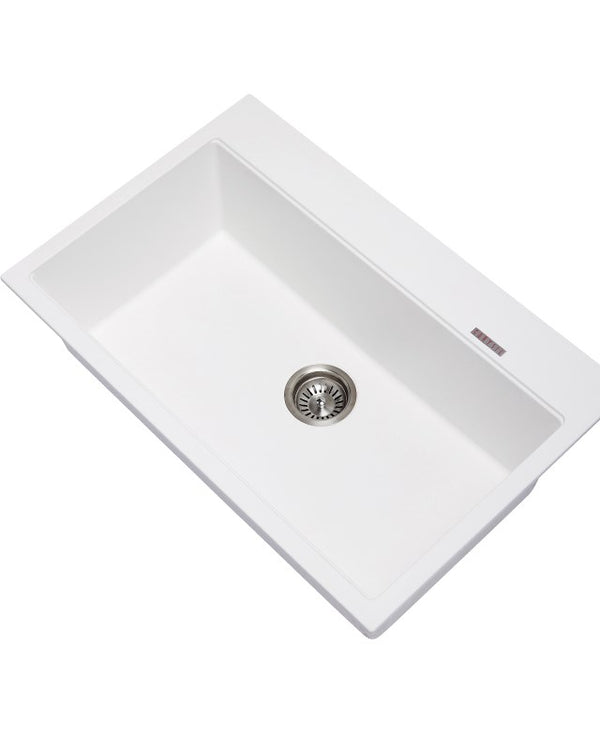 780x510x220mm White Carysil Granite Single Bowl Kitchen Sink