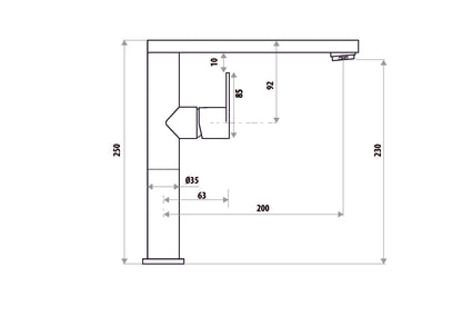 The GABE Leva Sink Mixer - Chrome with Rose Gold Handle