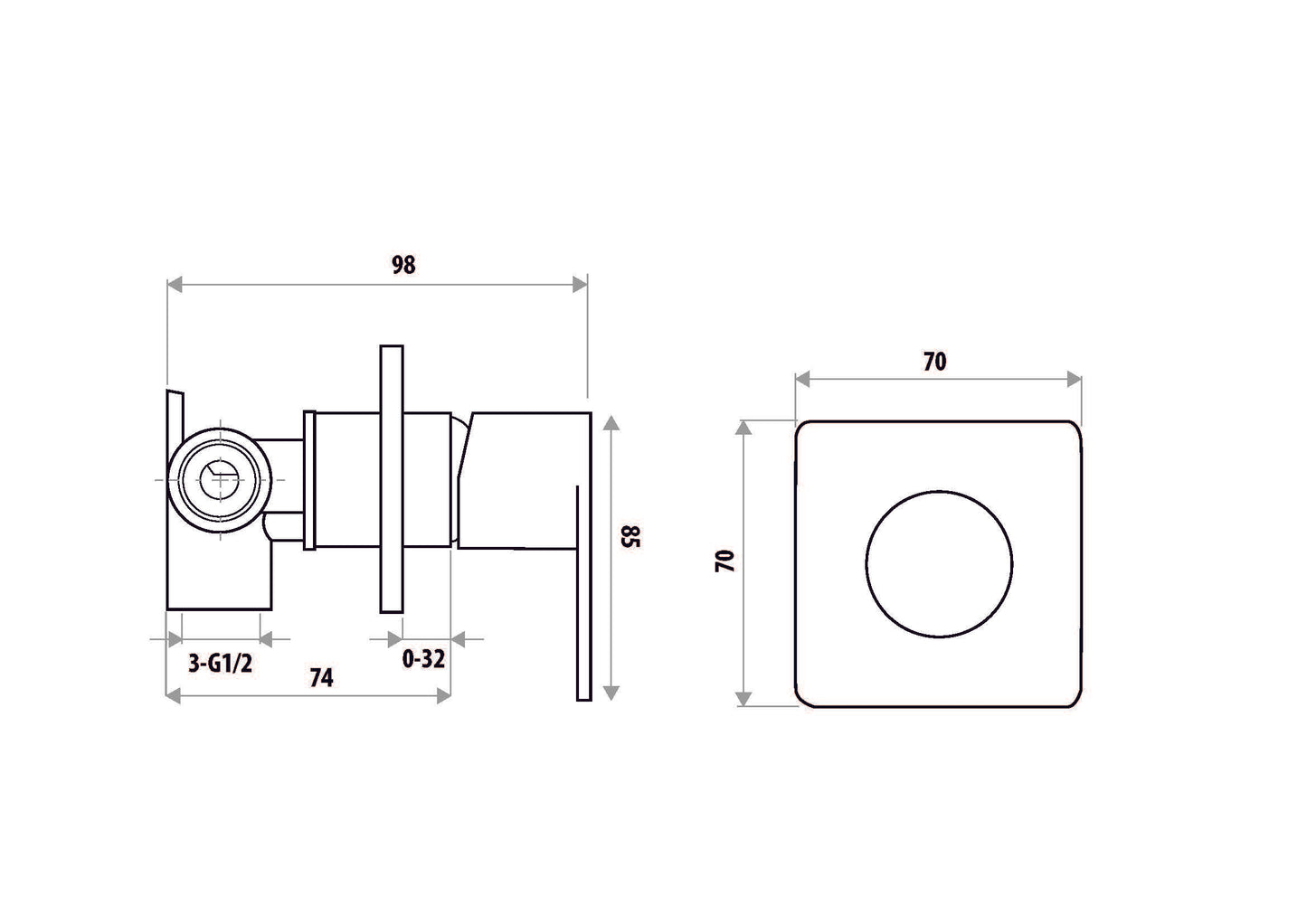 The GABE LEVA Wall Mixer - Matte Black