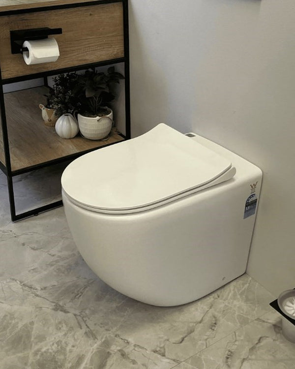 NORTON99 570*360*410mm Matte White Rimless Quite Flush Wall Faced Floor Pan