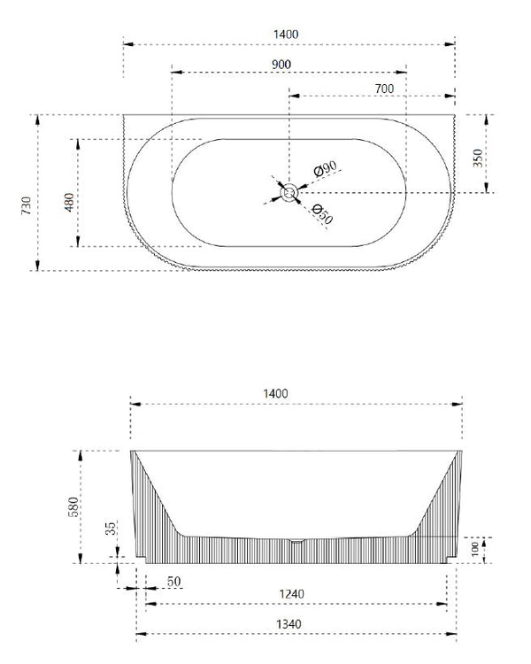 V-groove btw 1400mm (matte white)