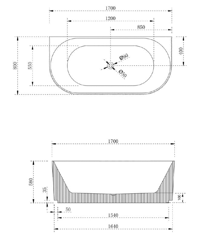 V-groove btw 1700mm (matte white)