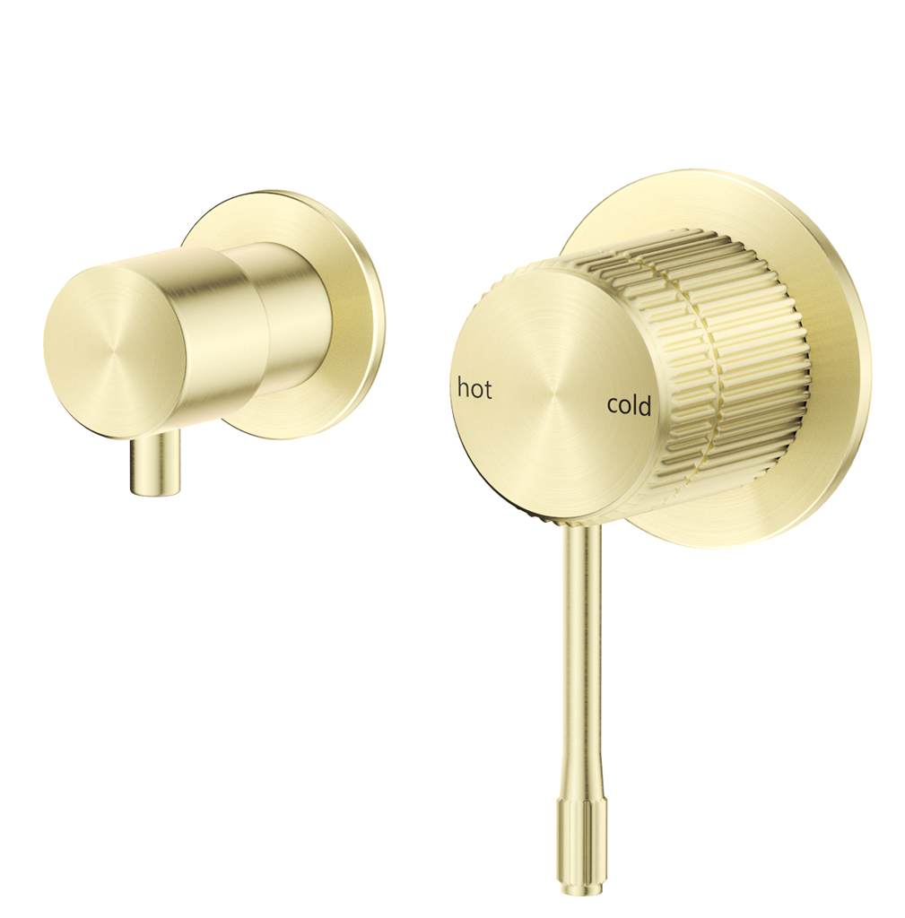 Mica Fluted Shower Mixer Diverter - Sideways French Gold