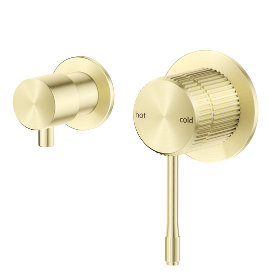 Mica Fluted Shower Mixer Diverter - Sideways French Gold