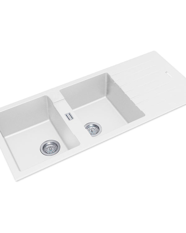 1160x500x200mm White Granite Double Bowl Kitchen Sink