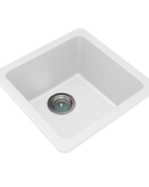 422x422x203mm White Granite Single Bowl Kitchen Sink