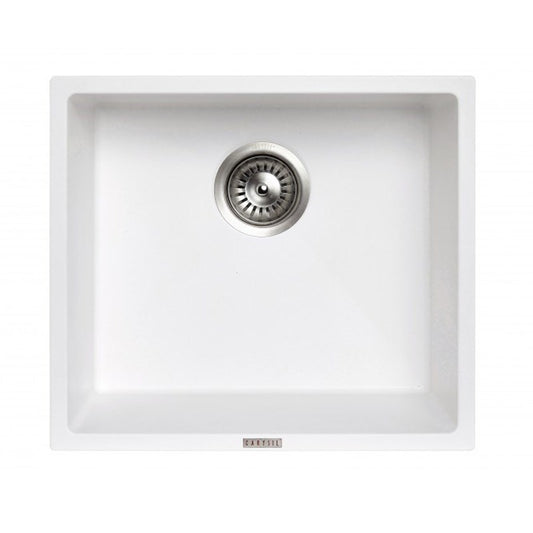 457x406mm White Carysil Granite Single Bowl Kitchen Sink